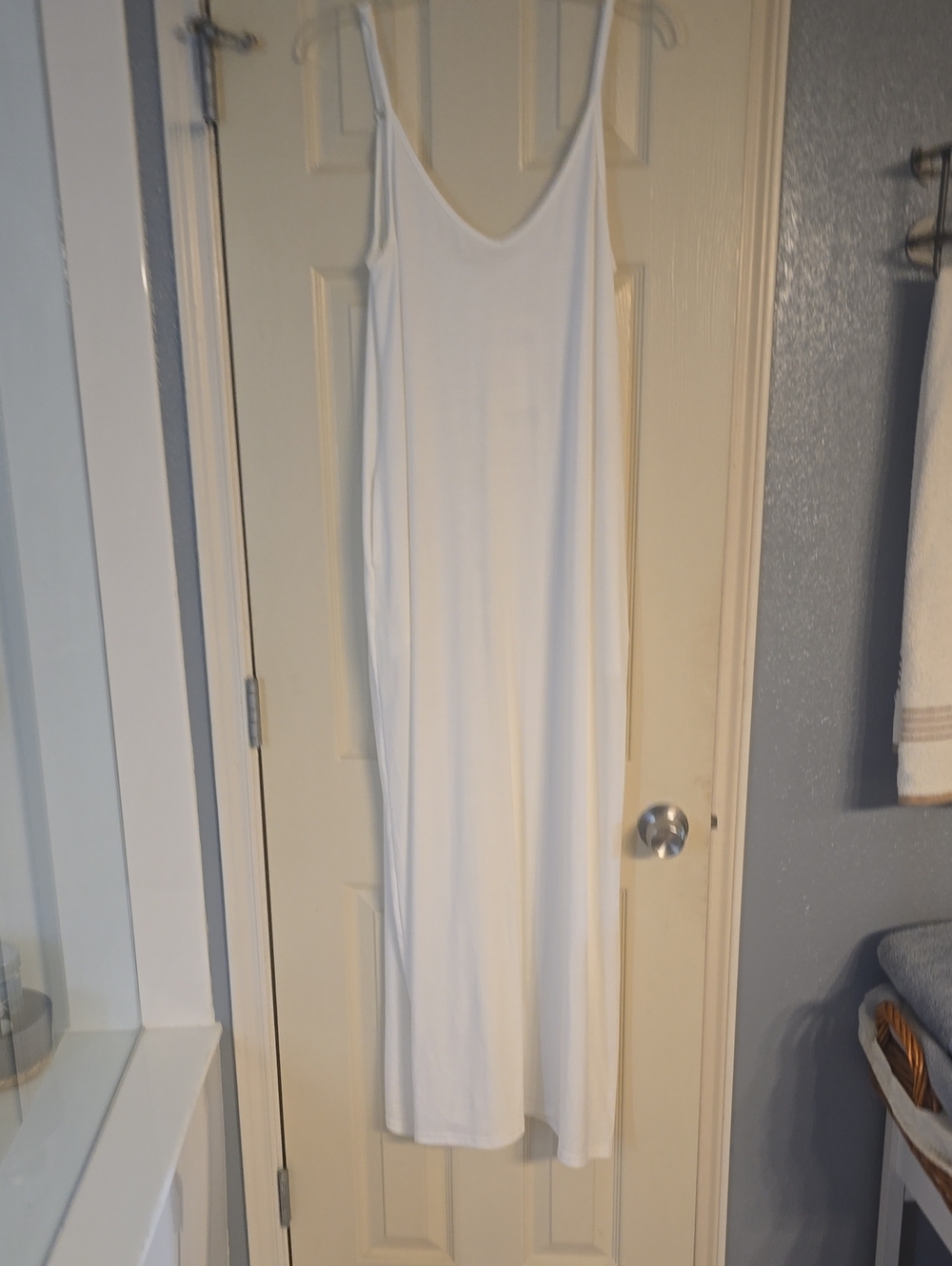 Minimalist White Maxi Slip Dress with V-Neck - Timeless Staple